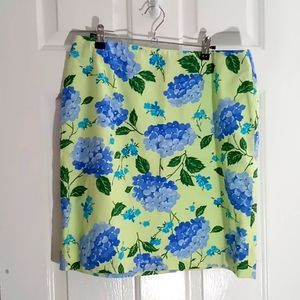 Talbot's lime green with blue flowers skirt, size 14